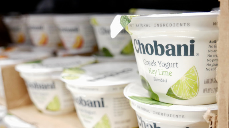 Chobani Greek Yogurt on a shelf