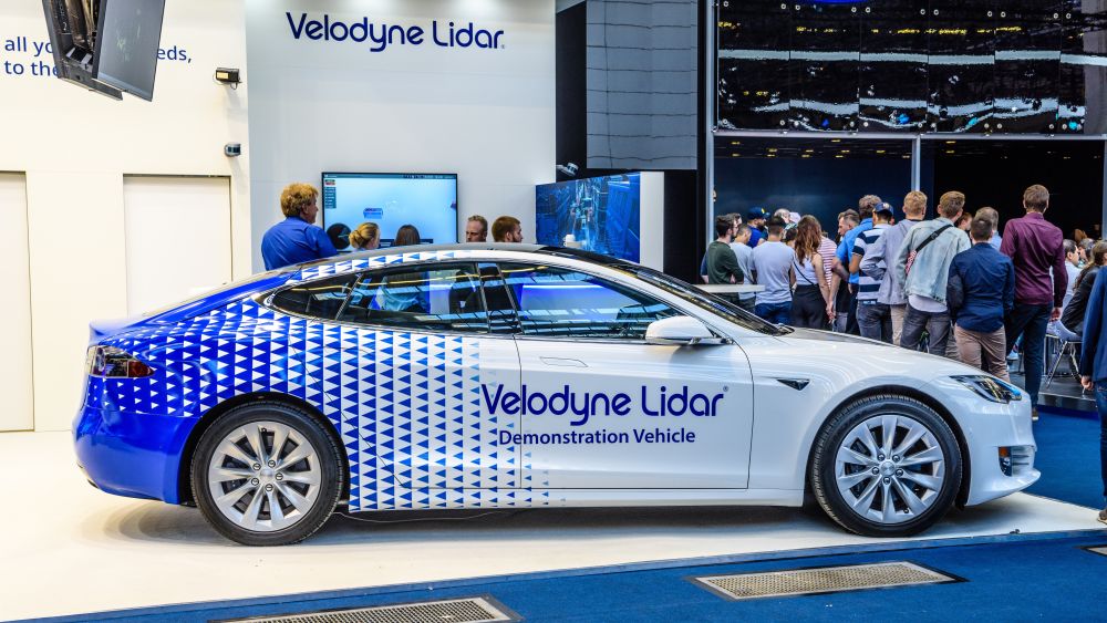 Velodyne Lidar-equipped electric car at theIAA International Motor Show Auto Exhibtion. Editorial credit: Dmitry Eagle Orlov / Shutterstock.com