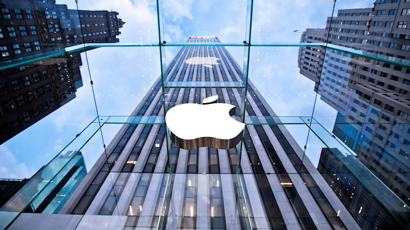 Apple logo on building