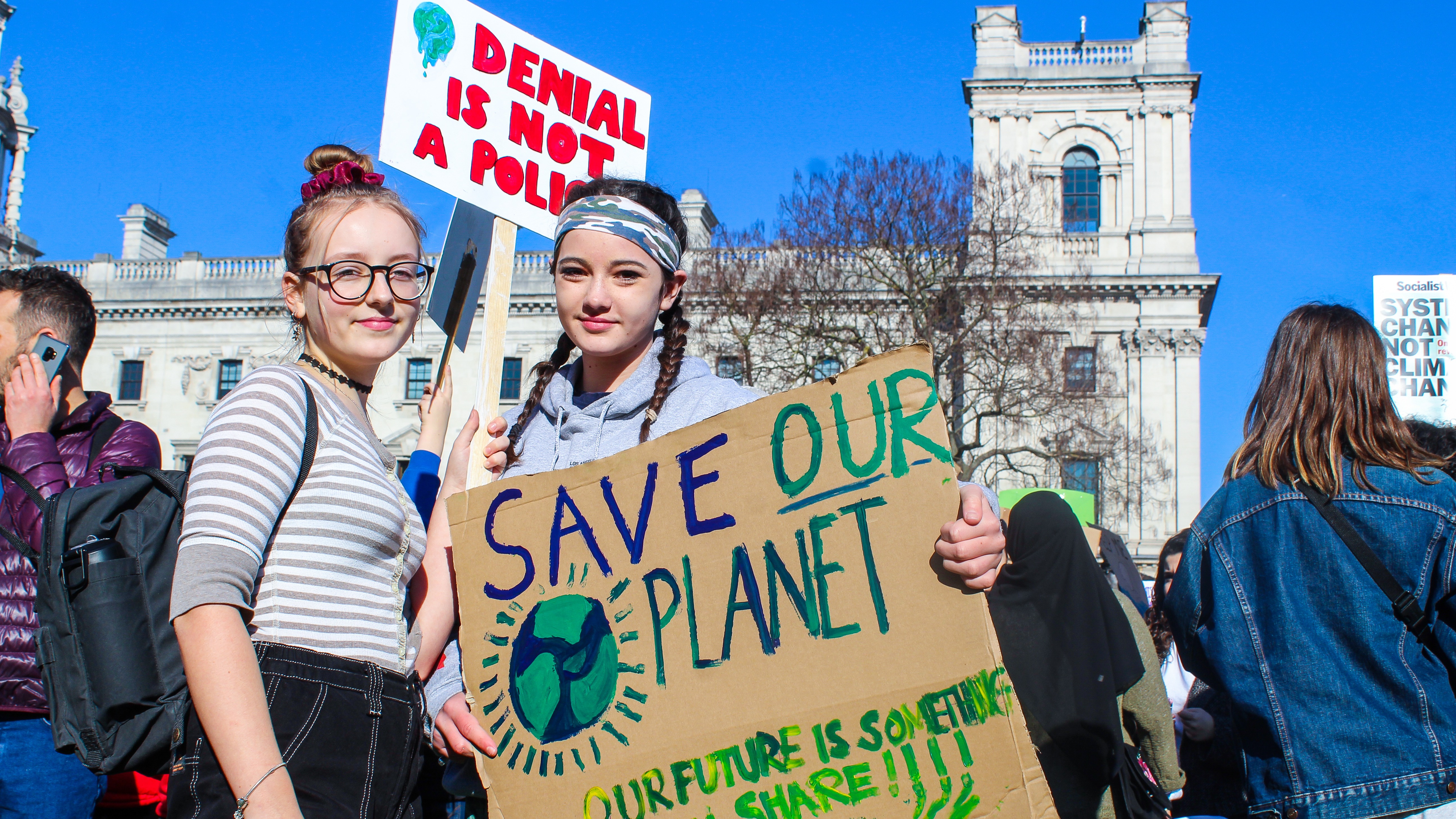 YouthStrike4Climate outside Parliament Square, London. Image courtesy of Oliver Cole via Shutterstock.
