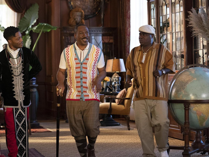 Eddie Murphy wearing a Maxhosa jersey on Coming 2 America
