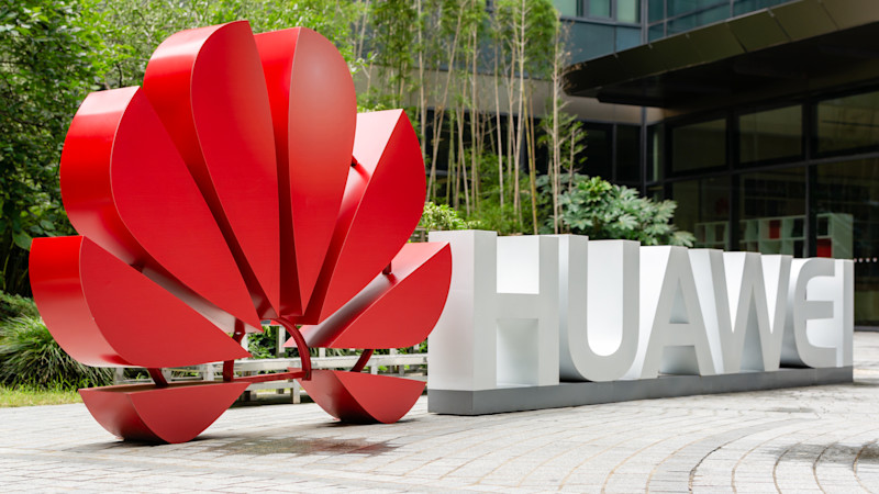 Huawei logo in courtyard