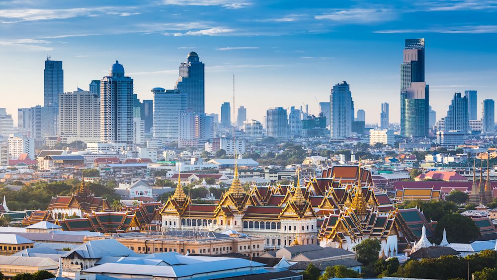 The Golden Grand Palace in front of downtown Bangkok. Courtesy of TWStock, Shutterstock.