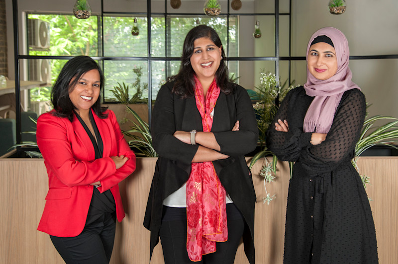 Hema Vallabh (middle) & Naadiya Moosajee (right)