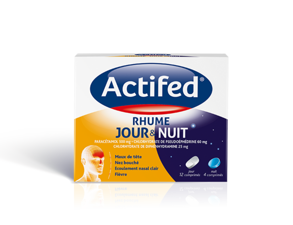 ACTIFED®   Rhume Jour et Nuit Comprimé / BT 16