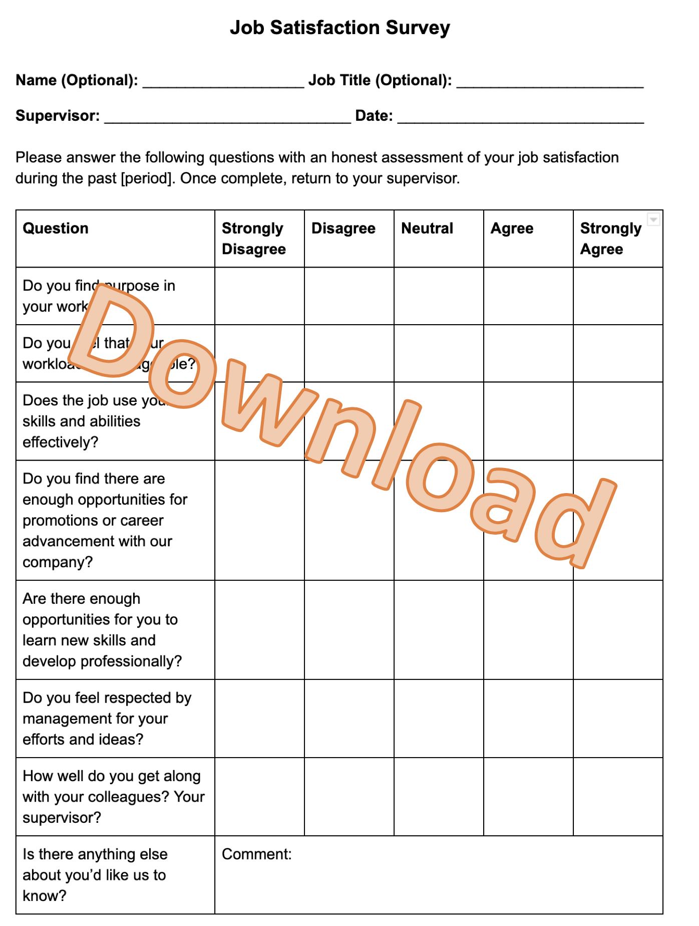 20 Must-Have Employee Satisfaction Survey Questions [+ Free Pertaining To Employee Satisfaction Survey Template Word