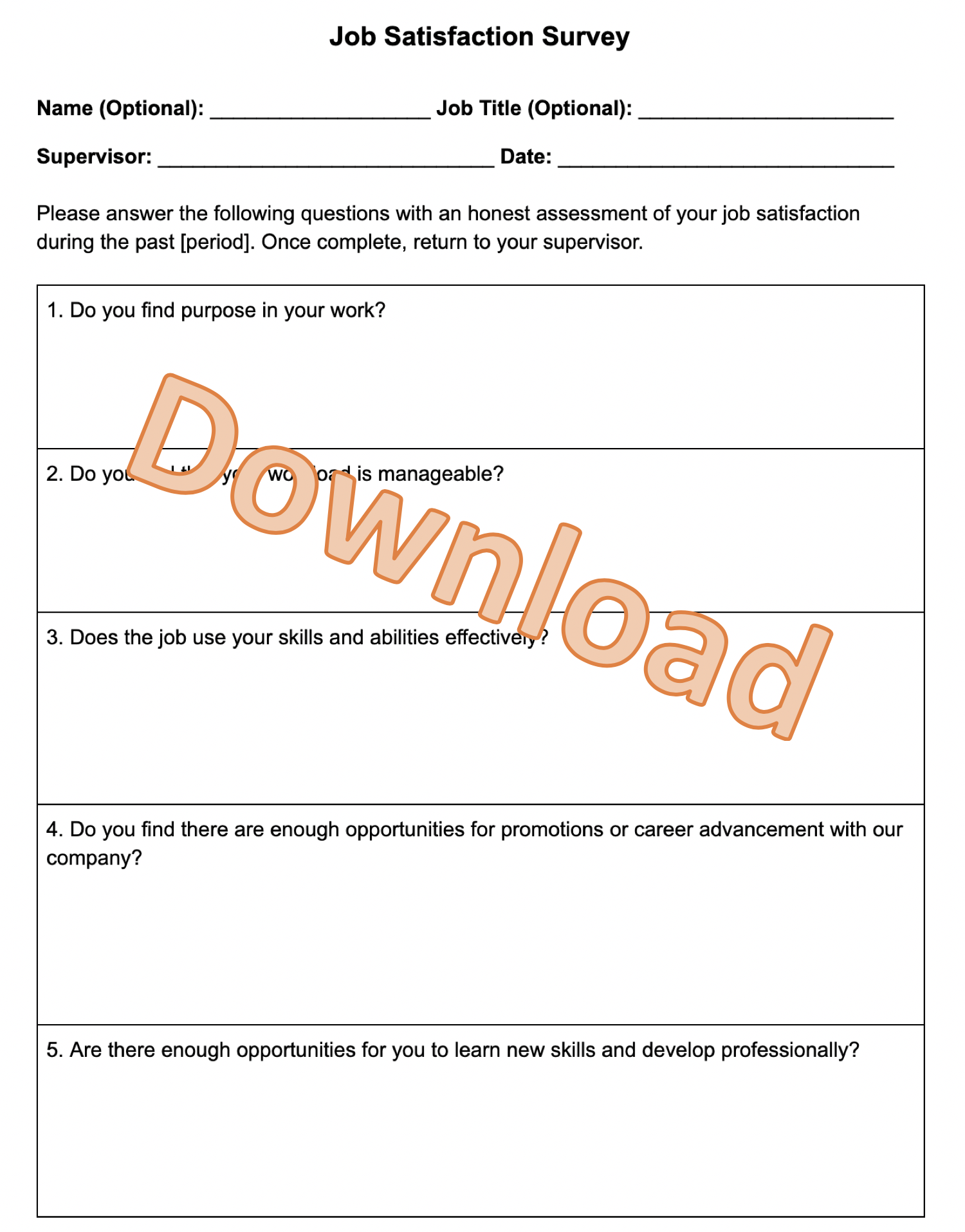 Employee job satisfaction survey