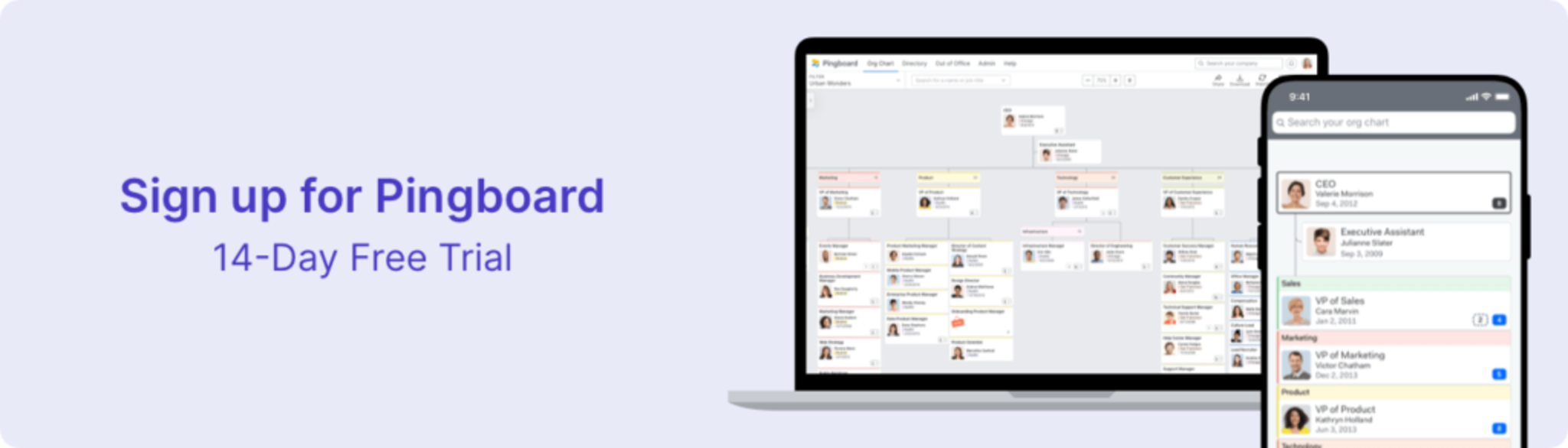 Sign up for Pingboard 14-day free trial
