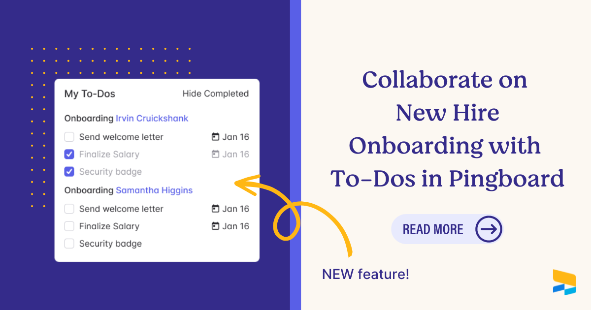 Collaborate on New Hire Onboarding with ToDos in Pingboard Pingboard