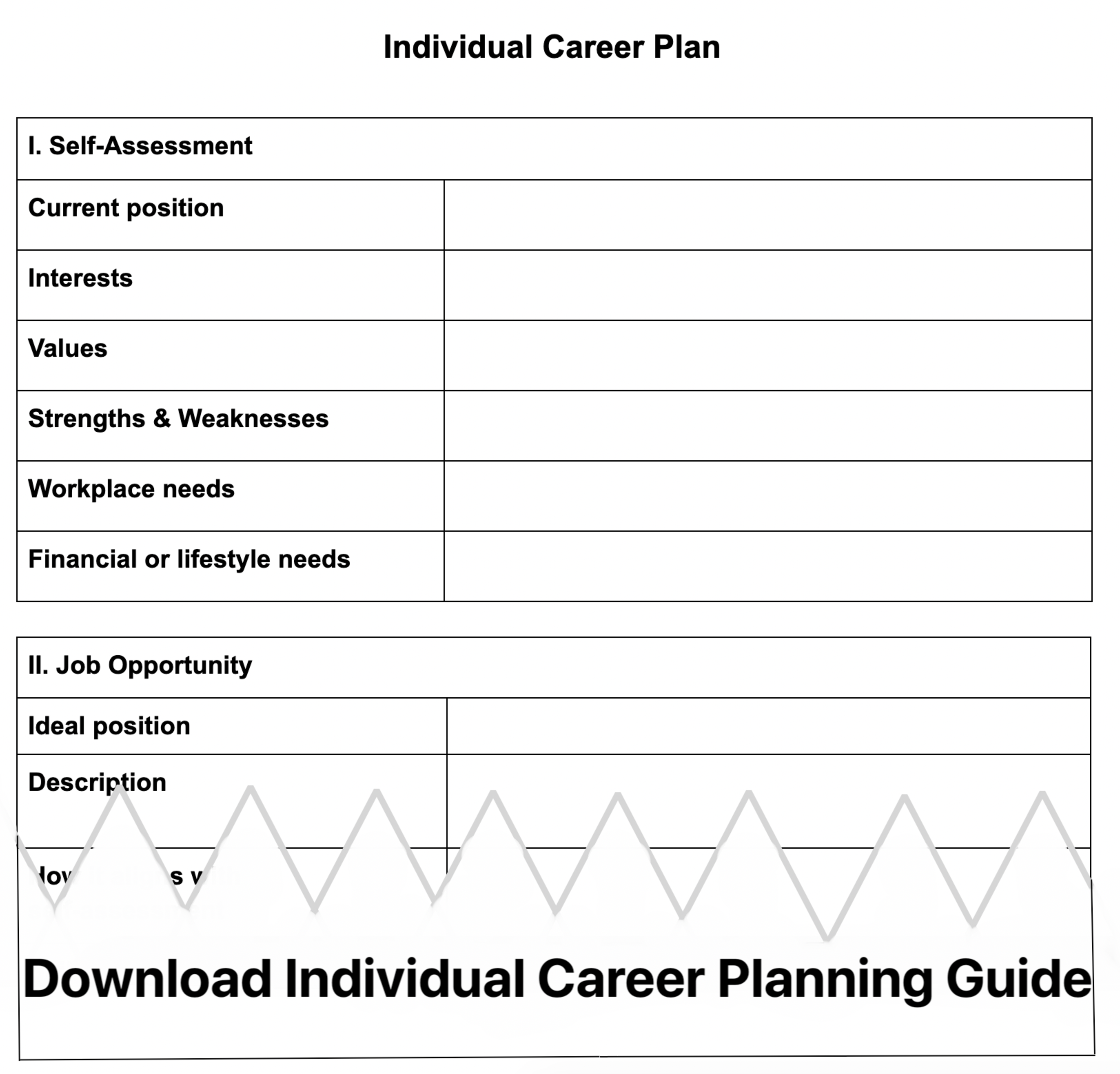 Individual Career Planning Template