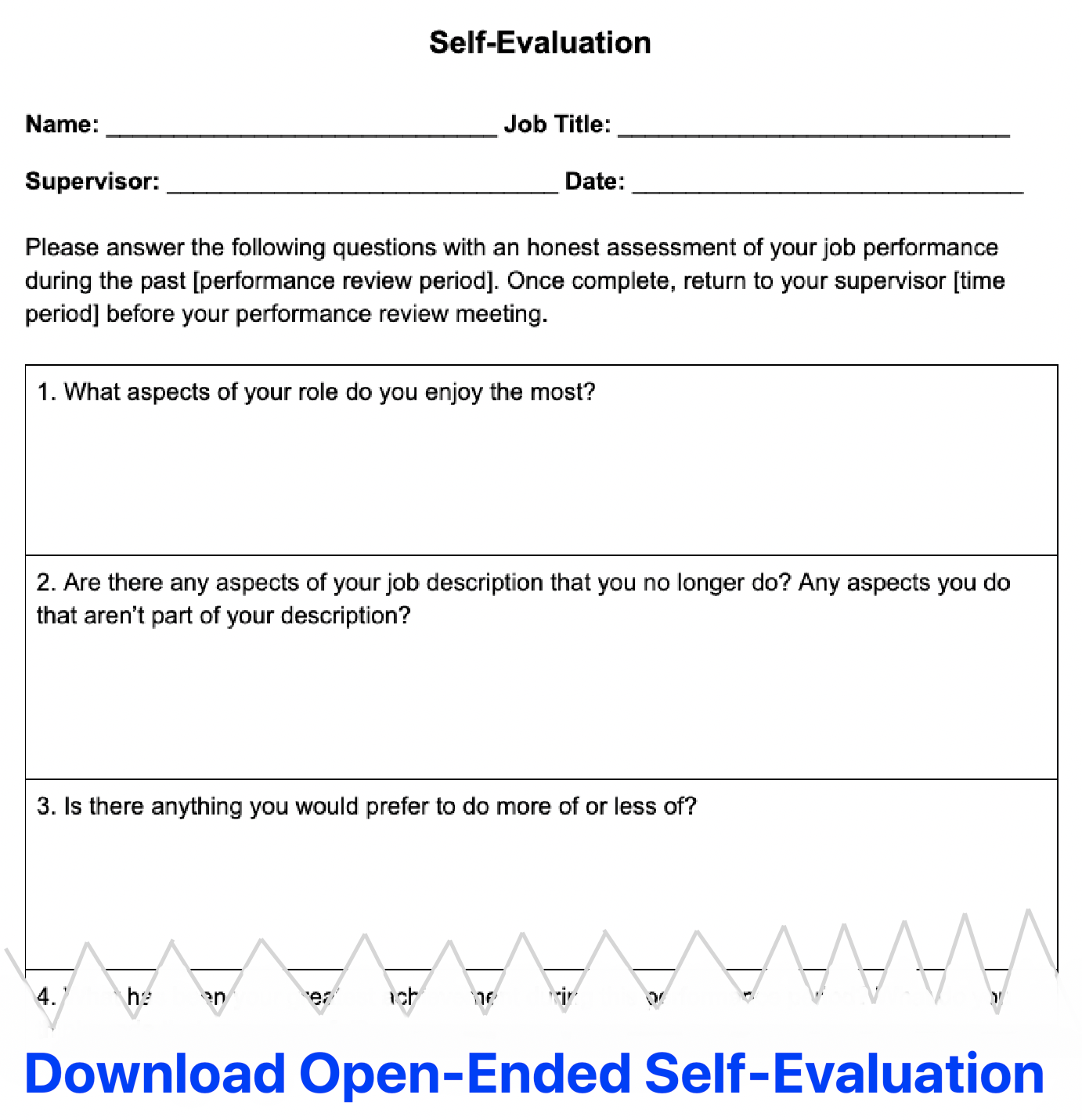 self evaluation answer examples