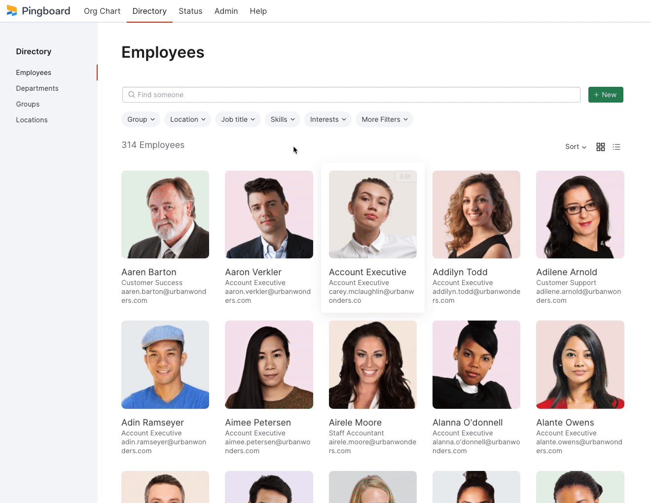 employee directory filtering