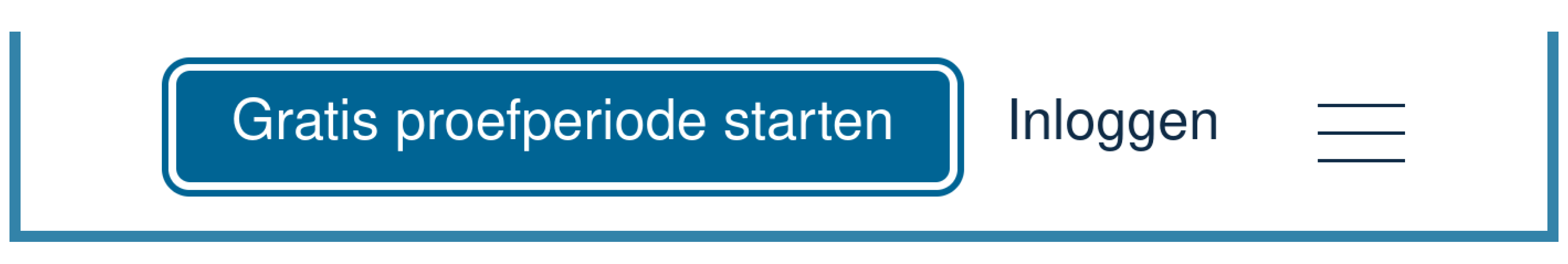 Afbeelding van een van onze verbeterde knoppen. Om de knop "Gratis proefperiode starten" wordt nu een dikke rand weergegeven.