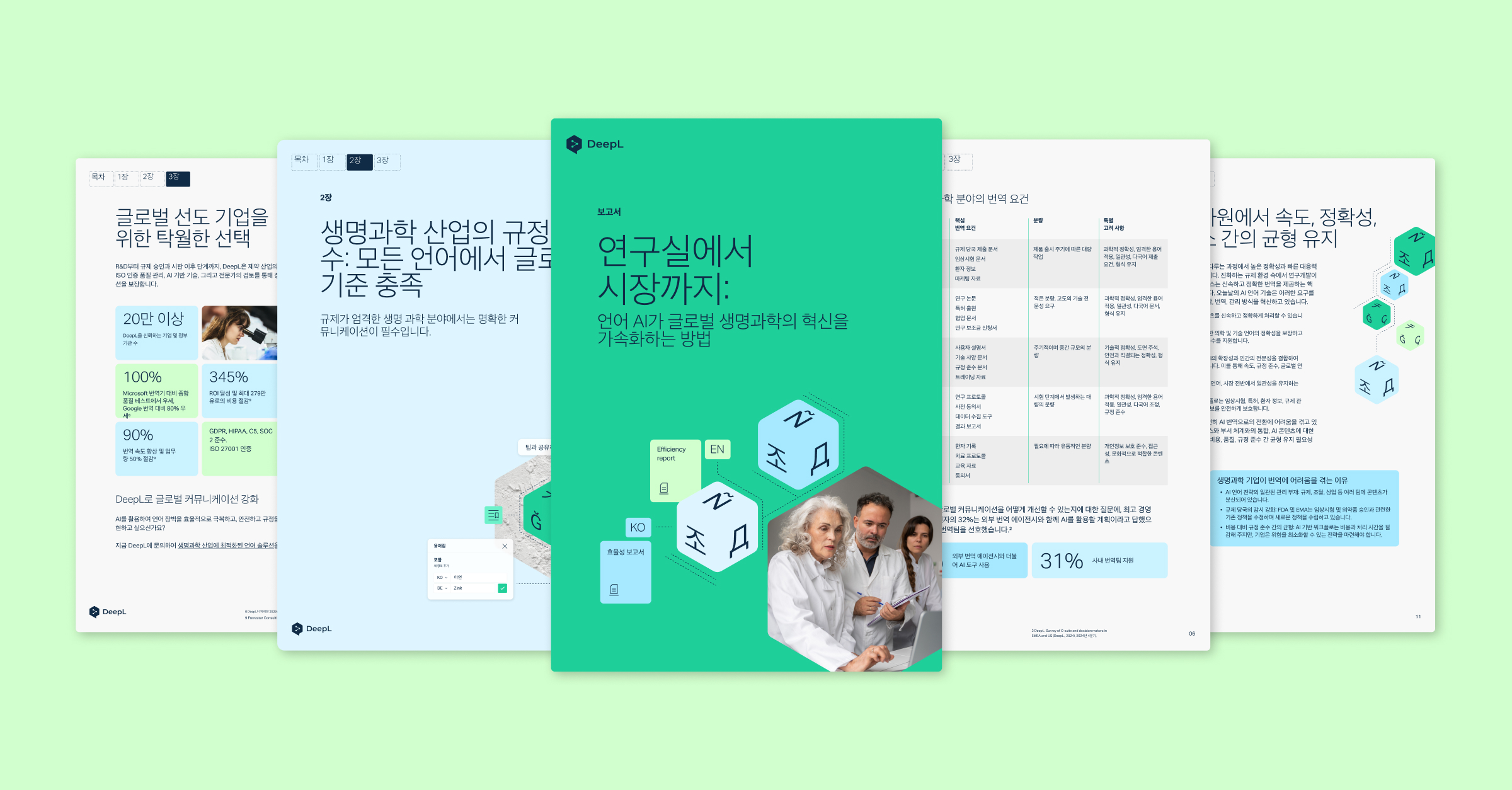 실험실에서 근무하고 있는 세 명의 전문가