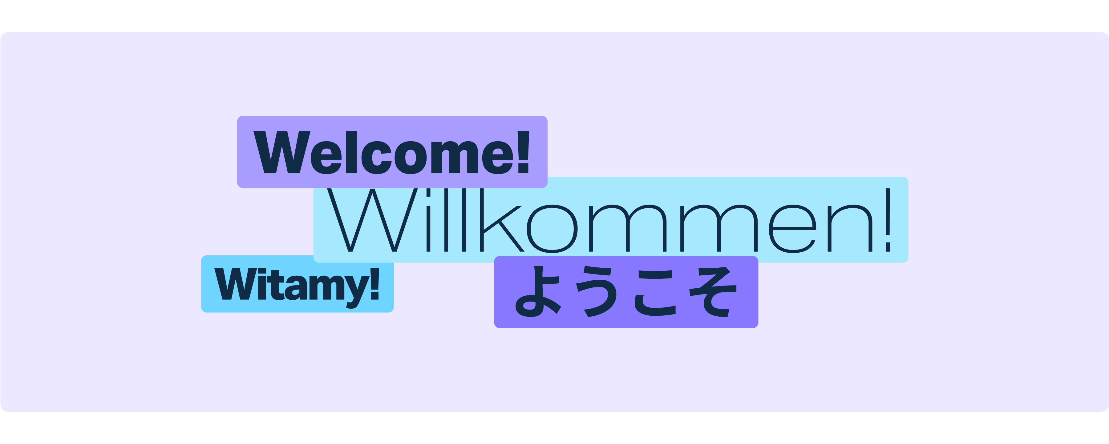 Illustration showing "welcome" in multiple languages