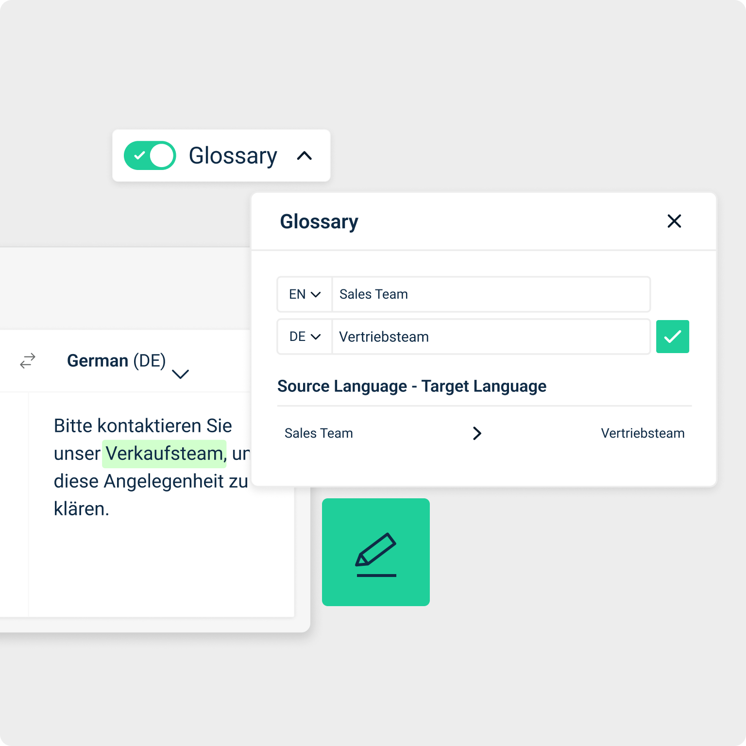 Illustration of glossary UI