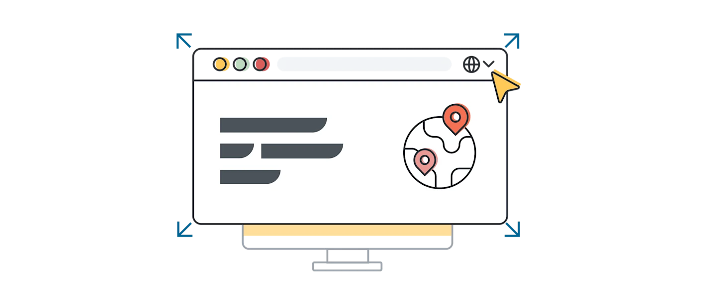 illustration of a web page using machine translation tools to localize content 