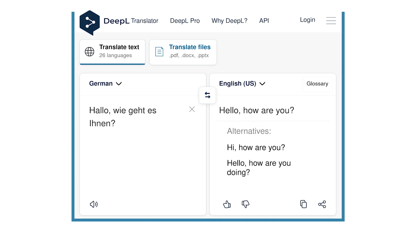 Screenshot of the web translator at a high zoom setting, that makes it easier to read and does not distort the page.