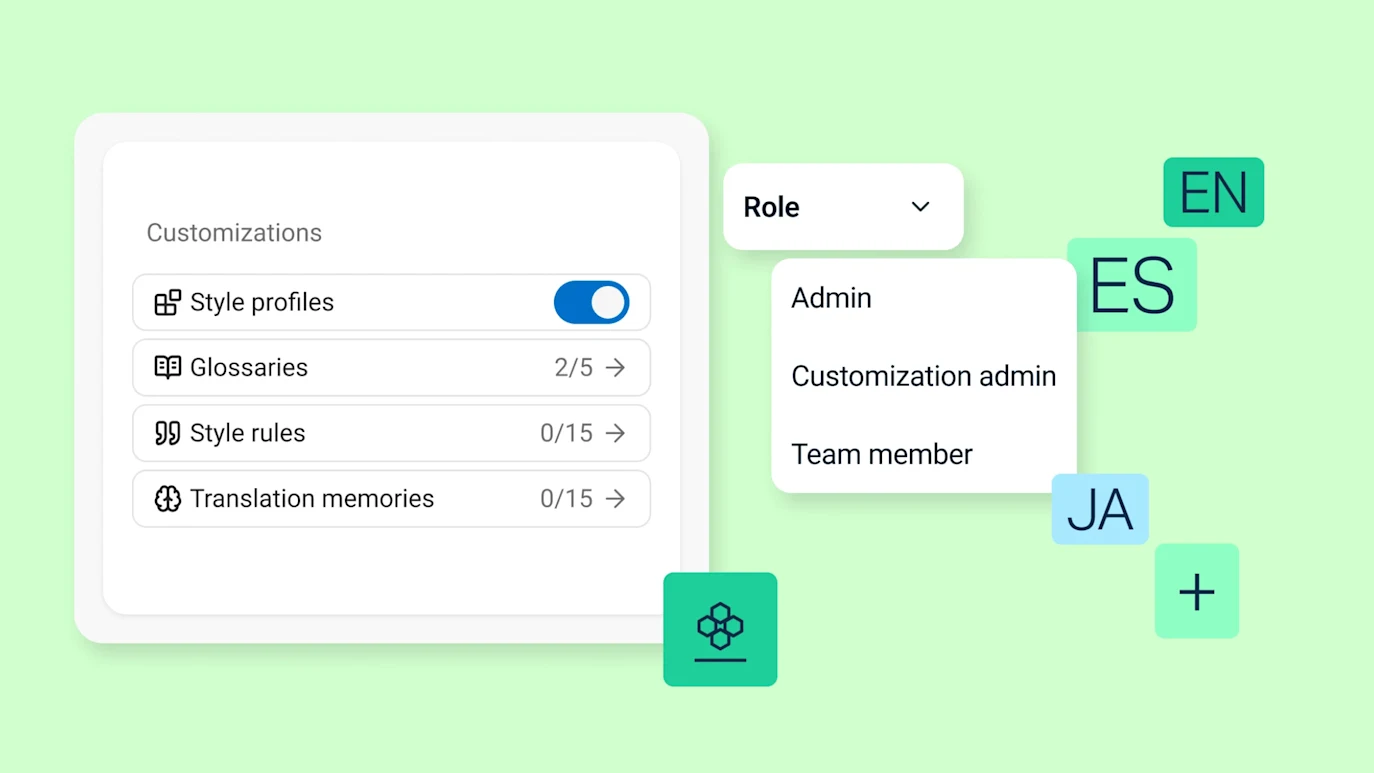 Interface utilisateur du Customization hub affichant le rôle d’administrateur de personnalisation