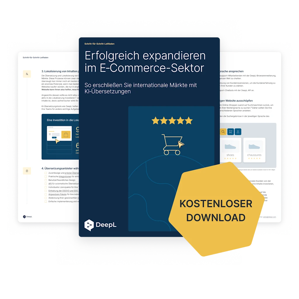 Abbildung des E‑Commerce-Leitfadens mit Sticker „Kostenloser Download“