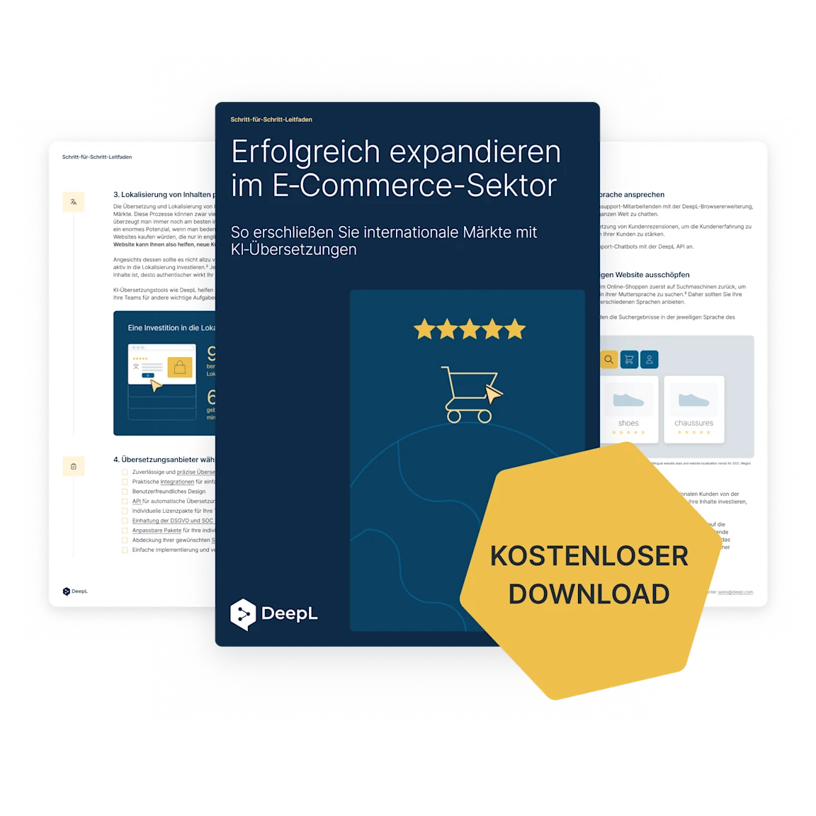 Abbildung des E‑Commerce-Leitfadens mit Sticker „Kostenloser Download“