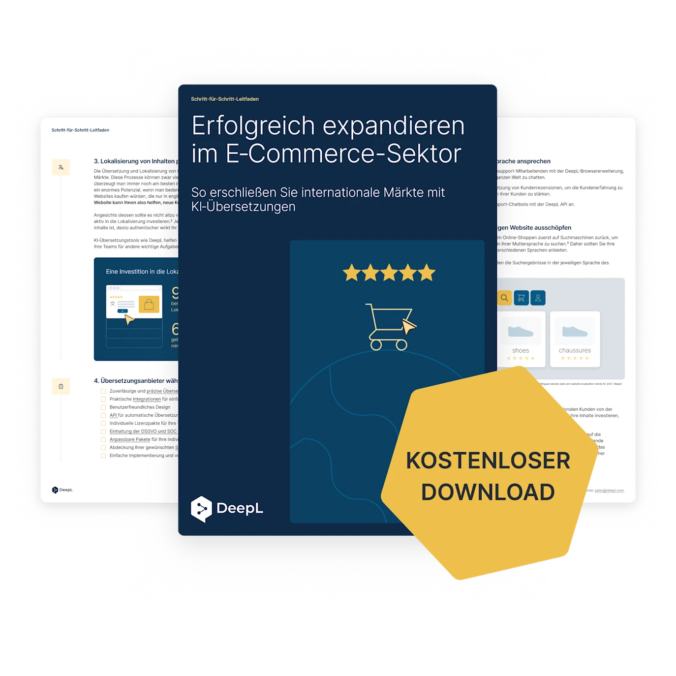 Abbildung des E‑Commerce-Leitfadens mit Sticker „Kostenloser Download“