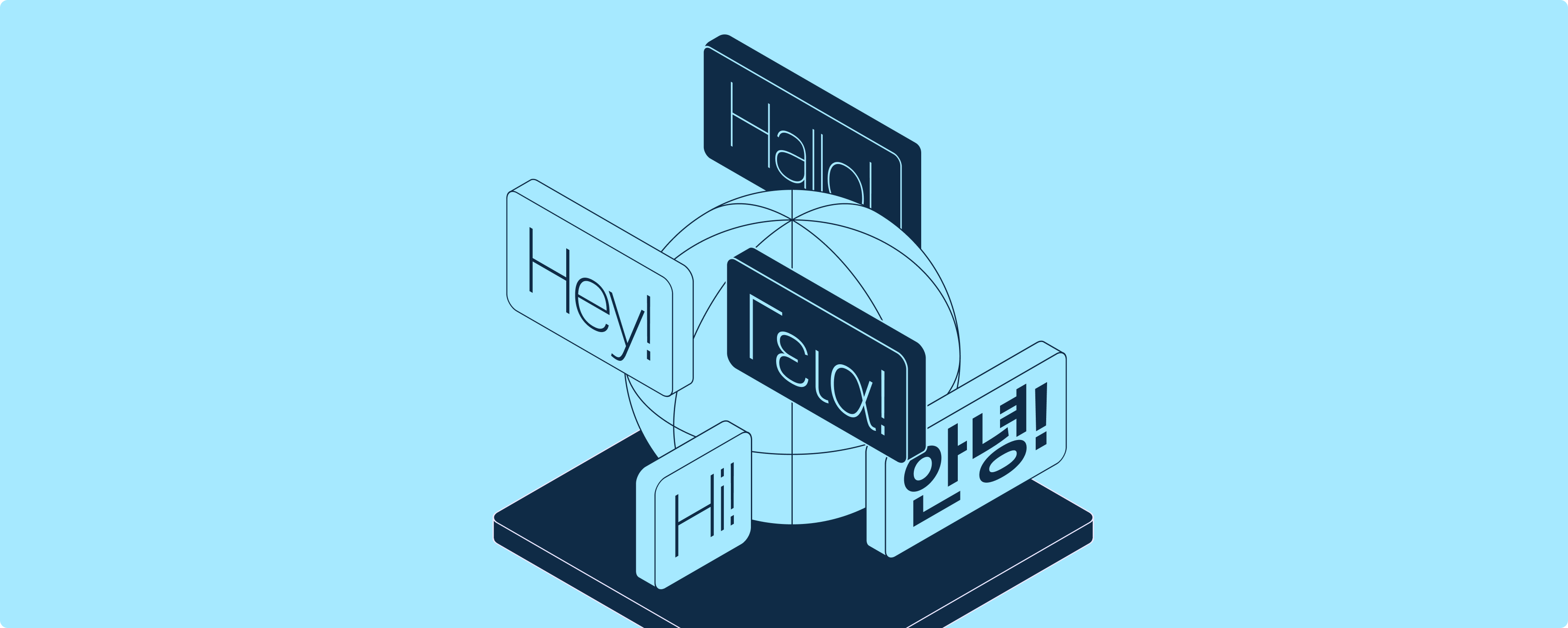 Afbeelding van een wereldbol omringd door het woord "hallo" in verschillende talen