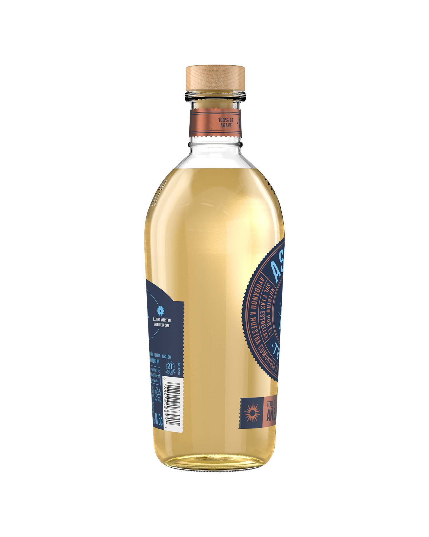 Astral Añejo Tequila side view of bottle.