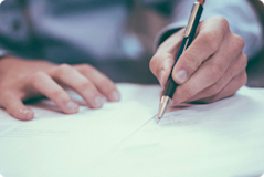 Person signing a document 