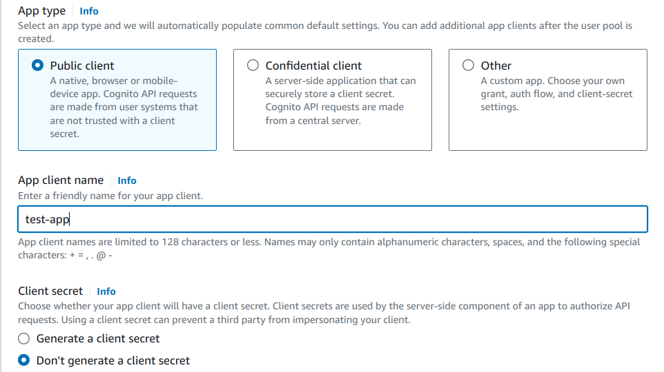 Blog Cognito IoT - Create app client image