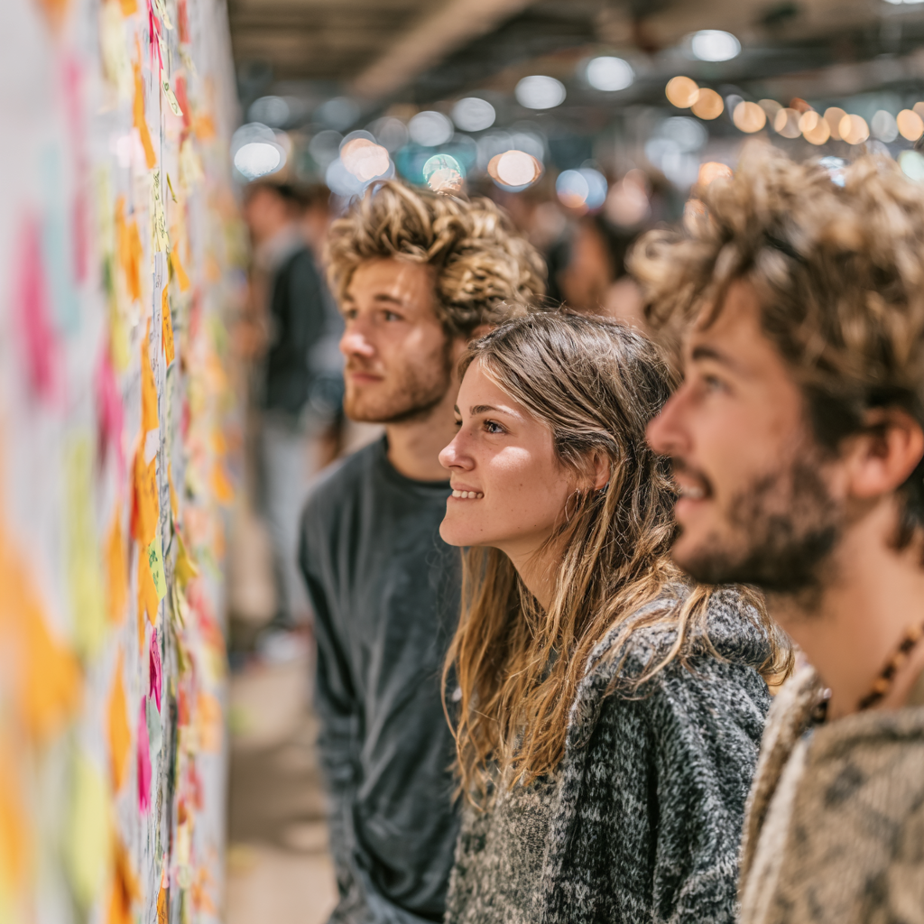 Small marketing team brainstorming content strategy on whiteboard, discussing solutions to their content production problem challenges