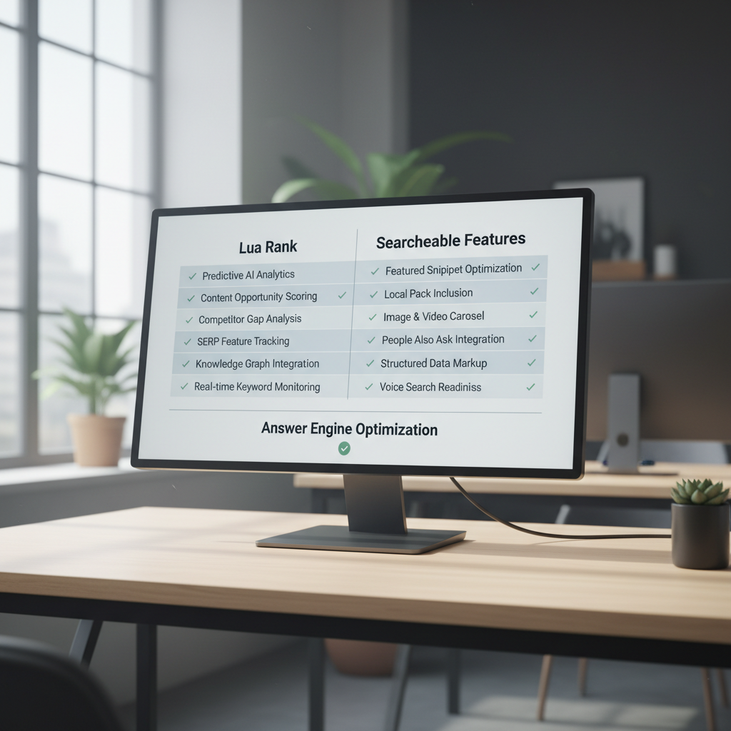 Side-by-side comparison chart breaking down answer engine optimization features between two AI visibility platforms for marketing teams