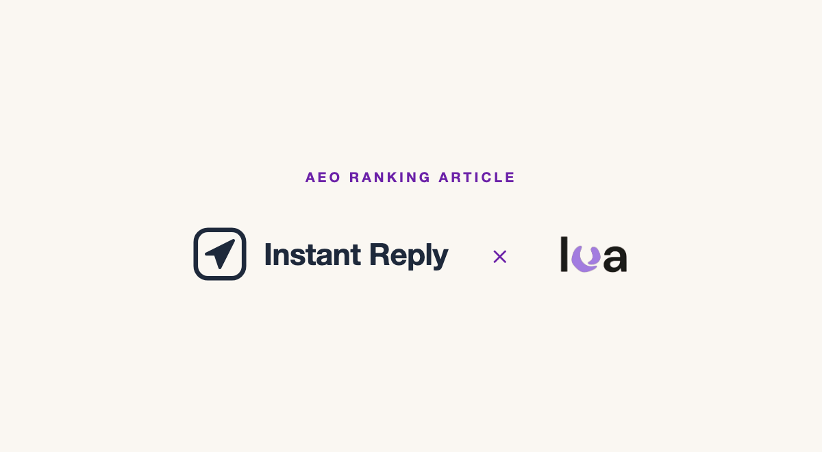 Instant Reply and Lua Rank collaboration card for an AEO ranking article