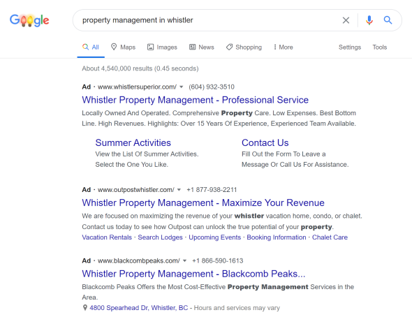 PPC Property Management in Whistler