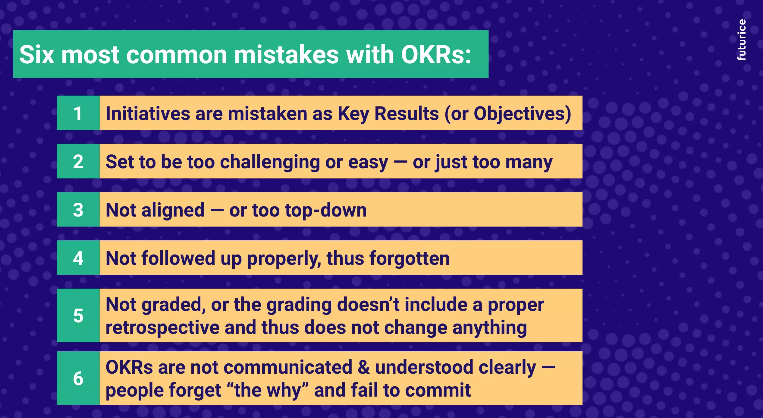 Six common mistakes with OKRs
