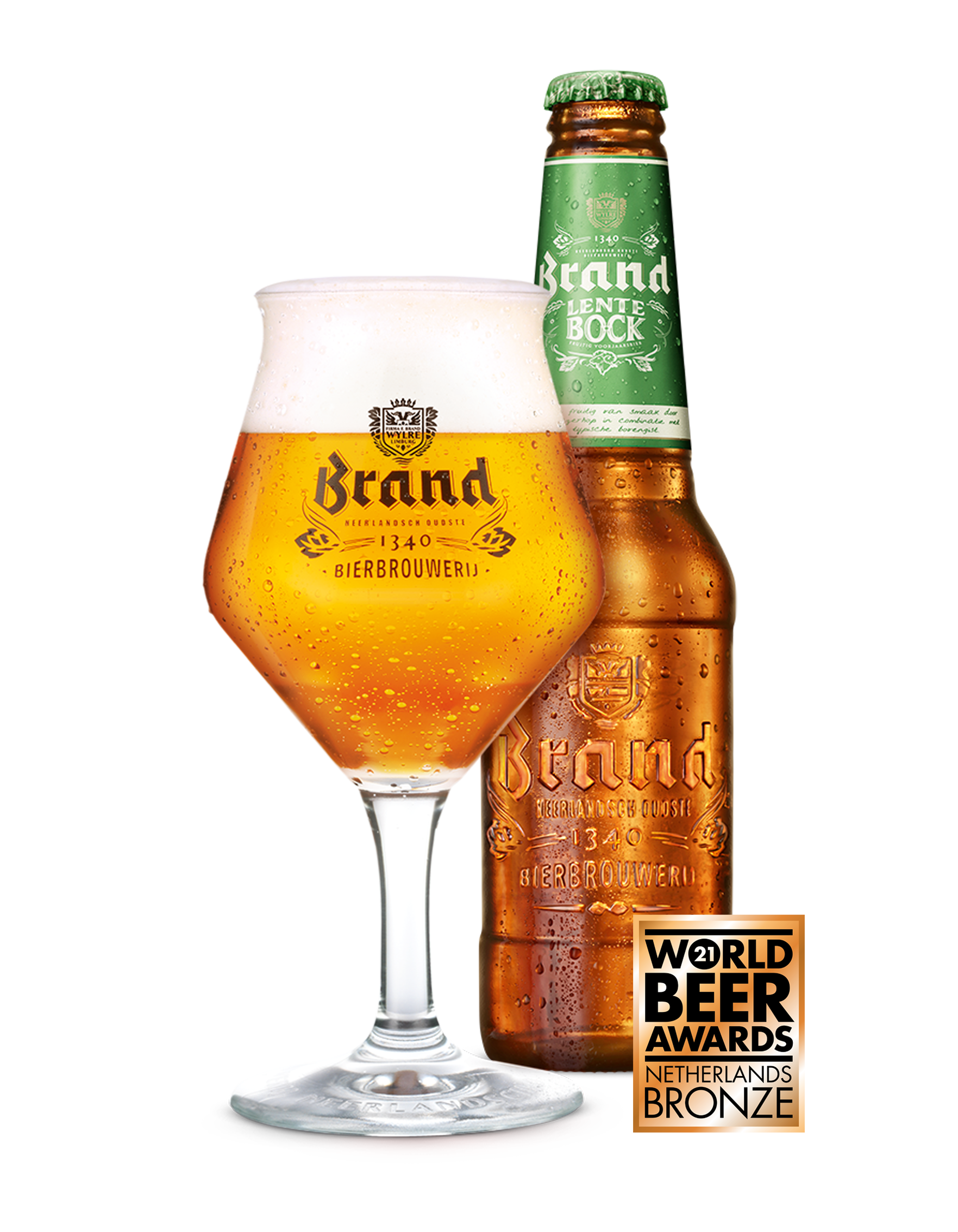 Brand Lente Bock Glas met Fles en bronze award 2021