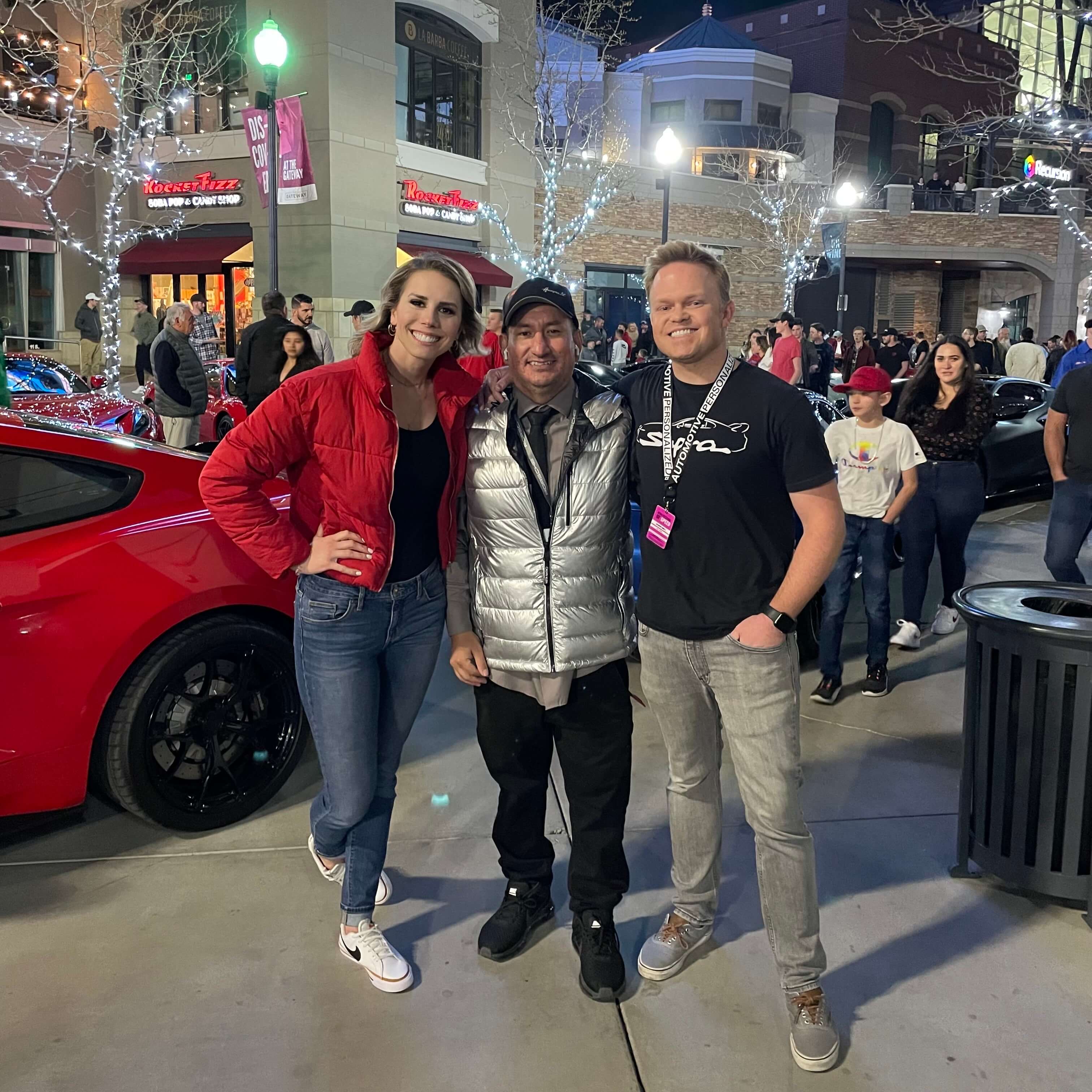 Event organizer Ish with Tiffany Rhodes, KSL Cars Marketing Manager, and Jason Bell, writer for KSL Cars.