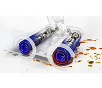 Doorsnede van in tegengestelde richting draaiende gemotoriseerde dweilborstels