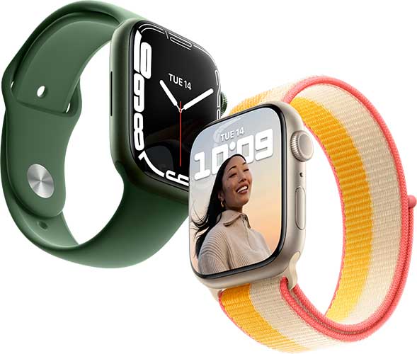 Apple Watch Series 7 Montre verte et orange