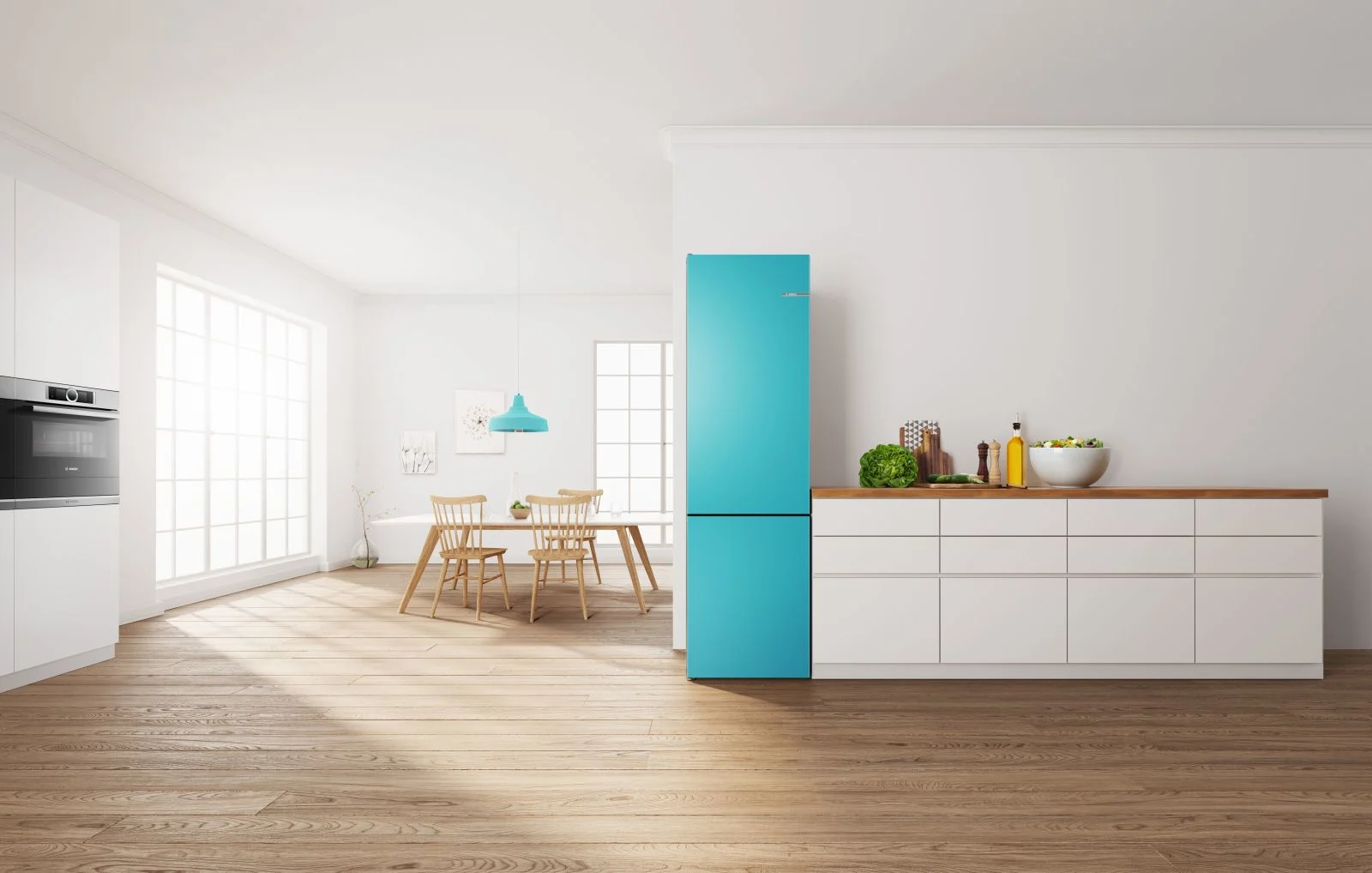 Bosch vario style frigo avec panneau de couleur changeable