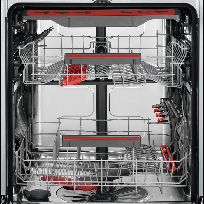A dishwasher with a basket.