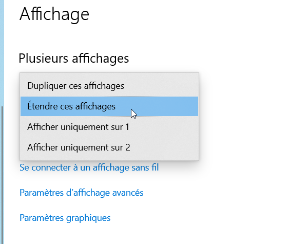 Options d'affichage de Windows