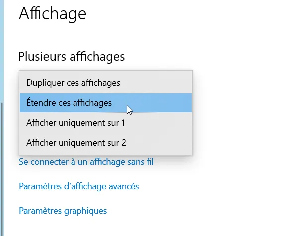 Options d'affichage de Windows