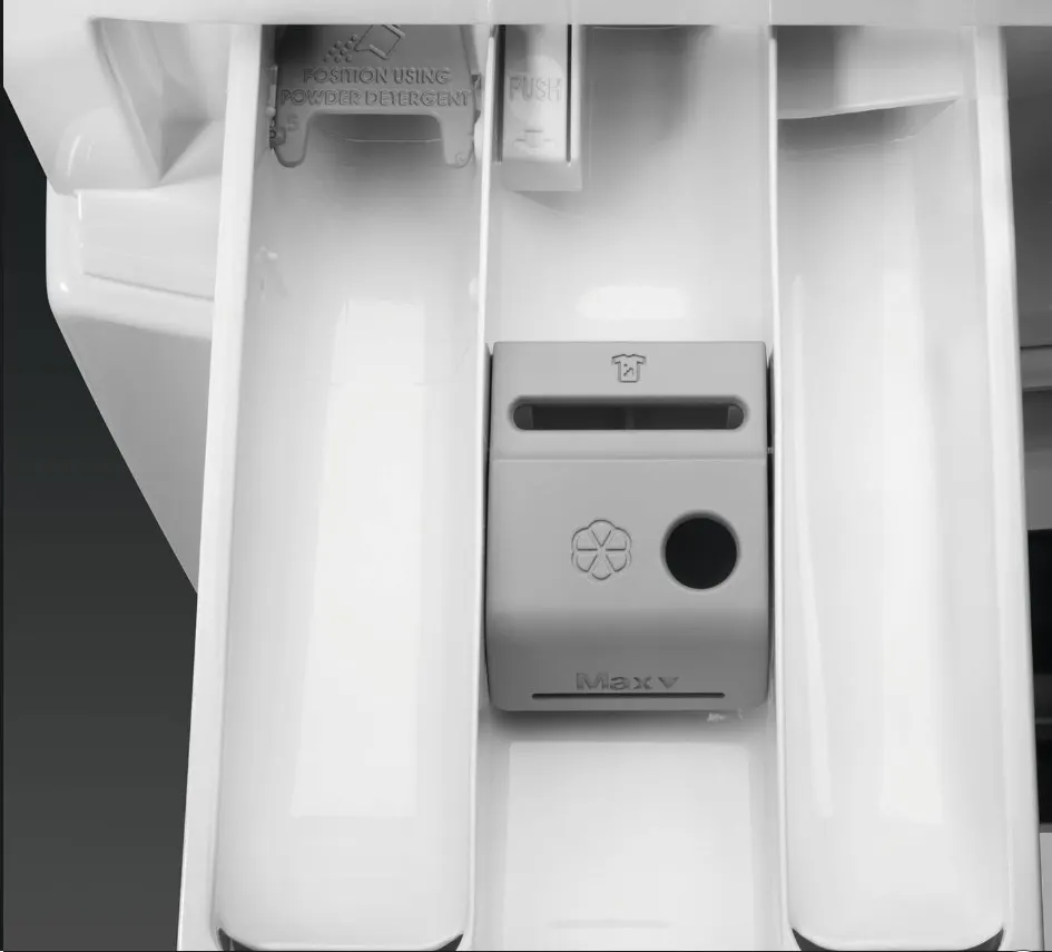 Ein AEG-Waschmittelbehälter.