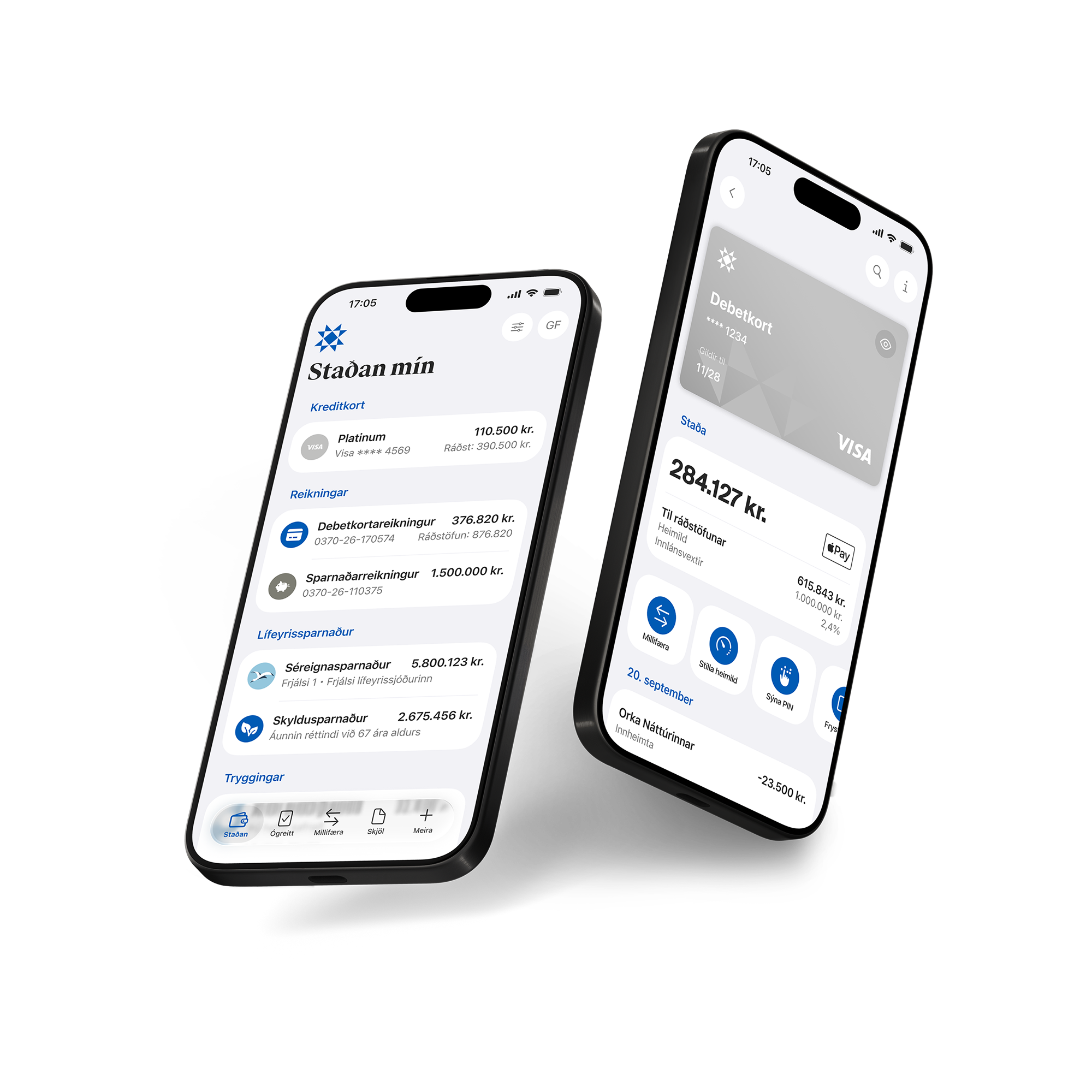 App - staða - debetkort - light