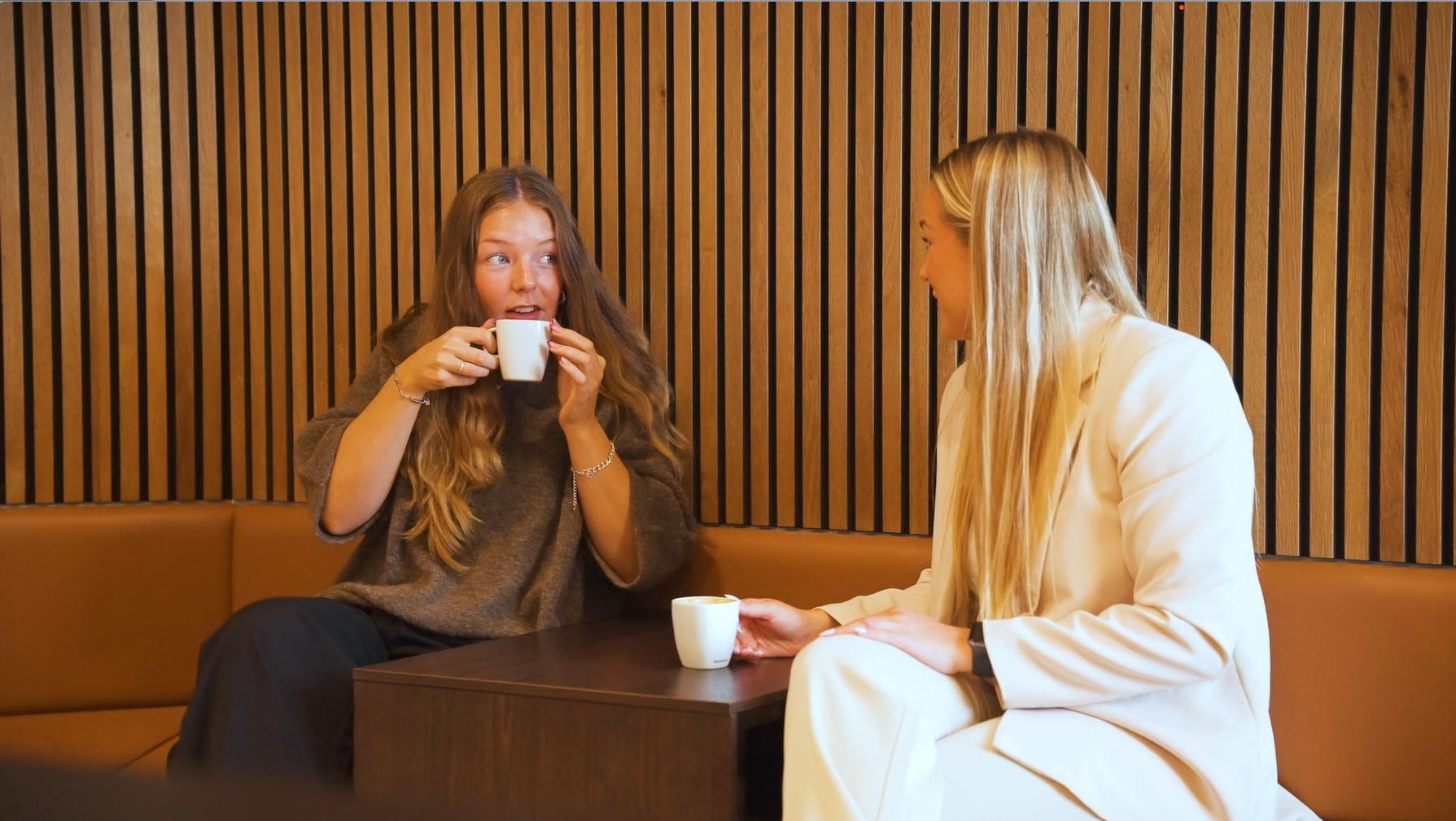 Staff drinking coffee