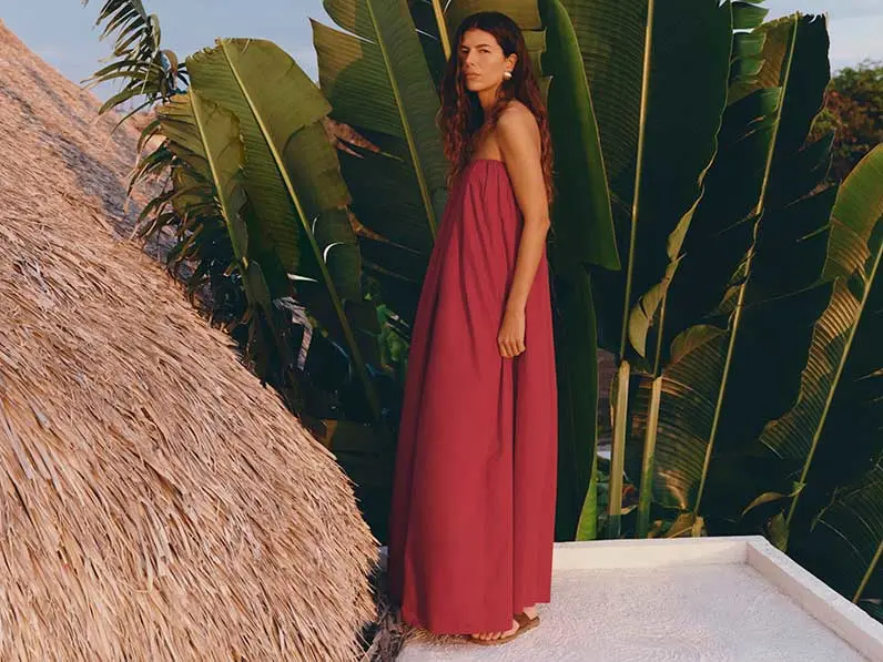 Woman in red dress