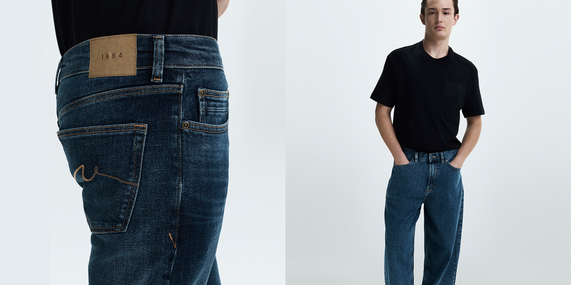 Man wearing jeans and black T-shirt