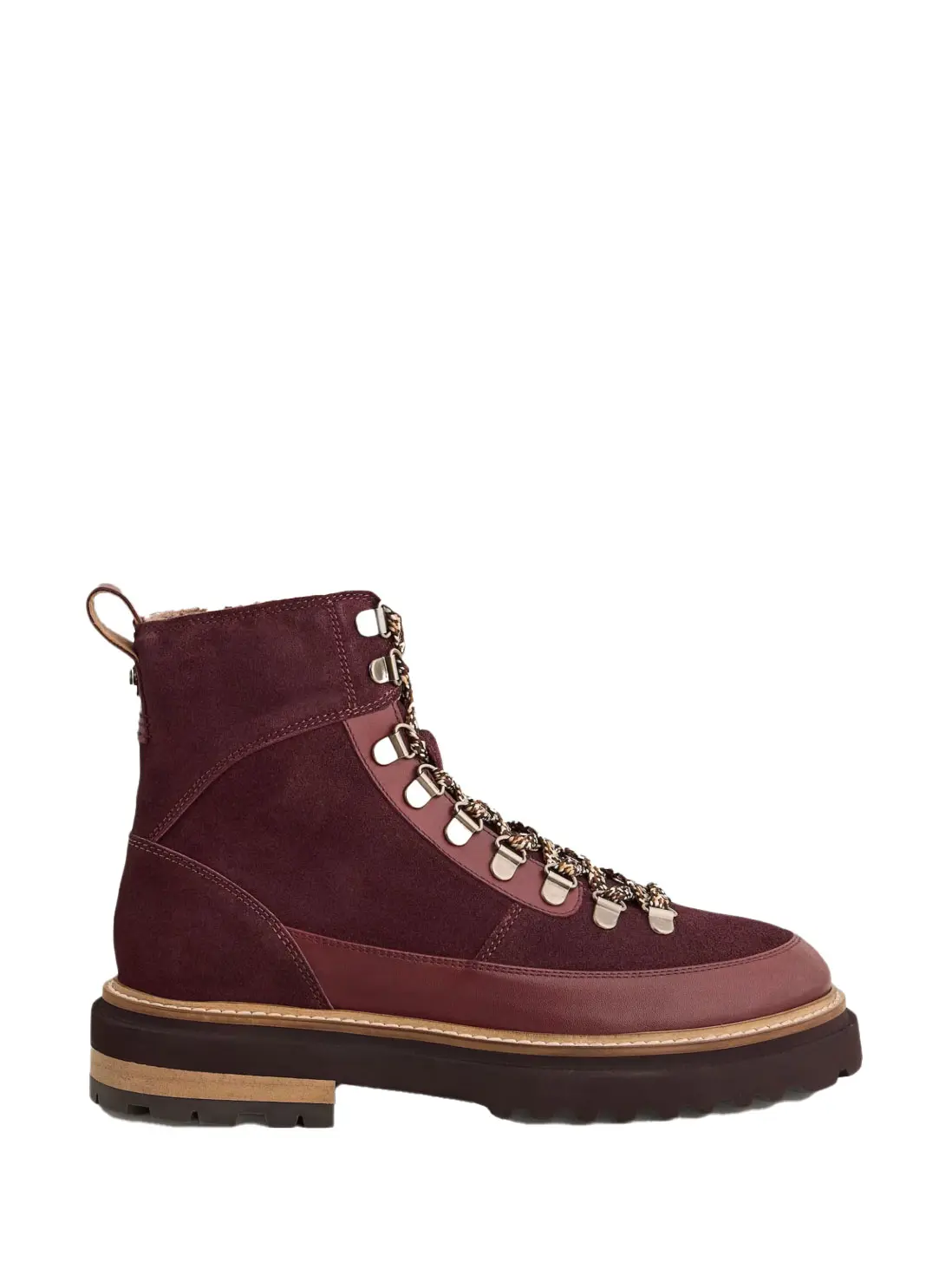 Burgundy lace-up hiking boot