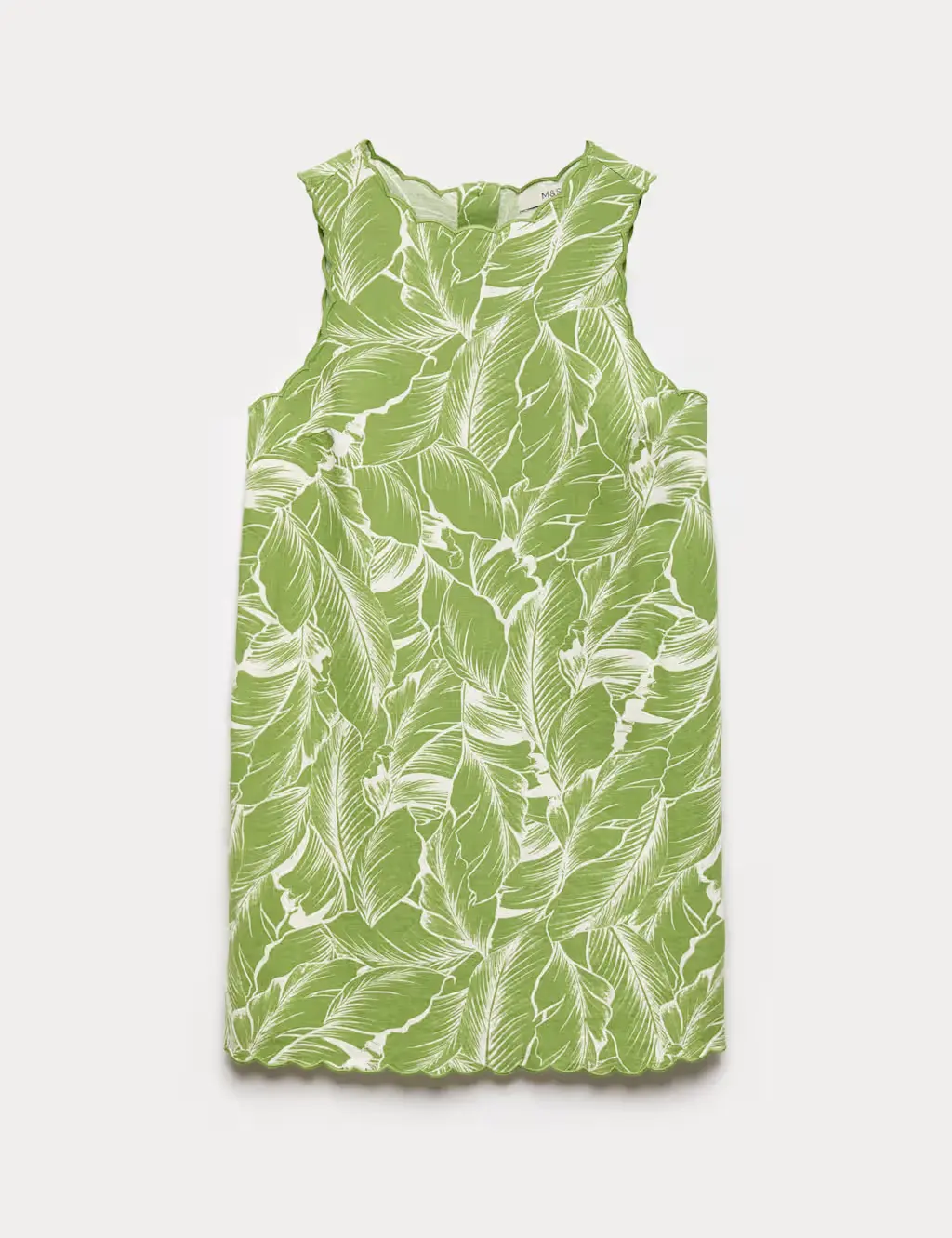 Linen palm tree leaf print shift dress